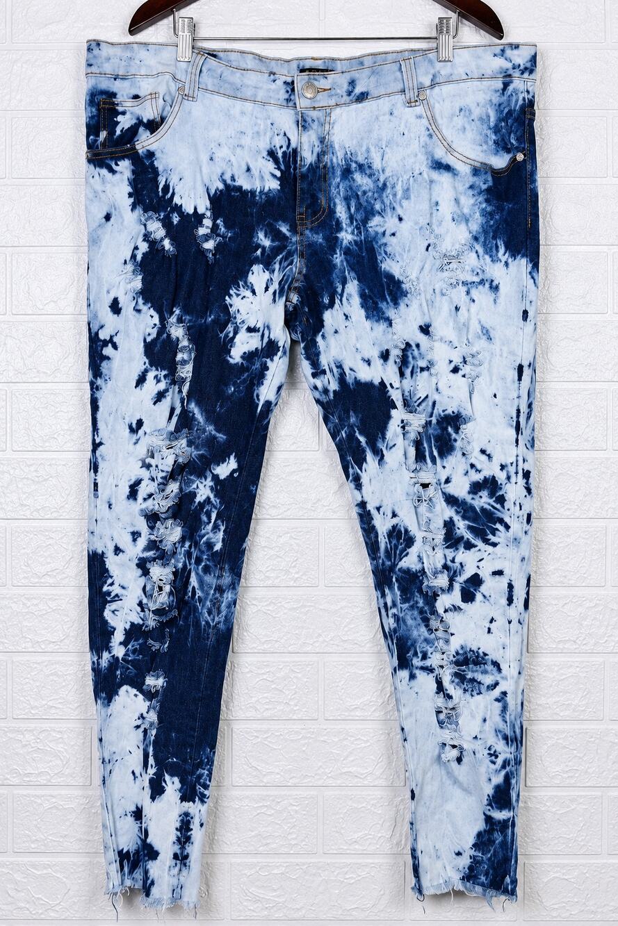 K ROIX Premium Denim Jeans Extreme Acid Wash Distressed Skinny Raw Hem